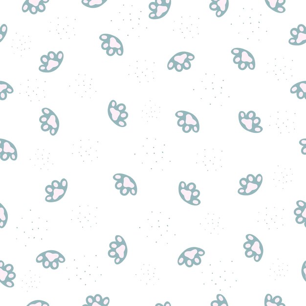 Pata de perro Pata de gato vector Fondo de pantalla de patrones sin fisuras en el fondo blanco