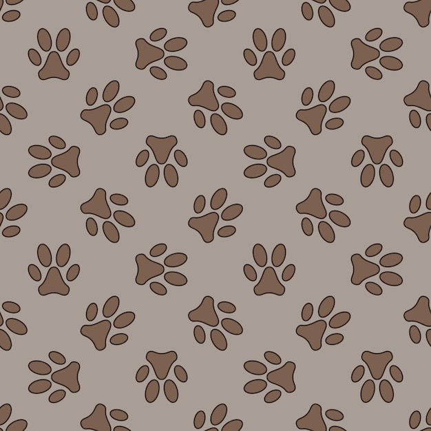Pata de pie animal imprime vector marrón patrón sin costuras