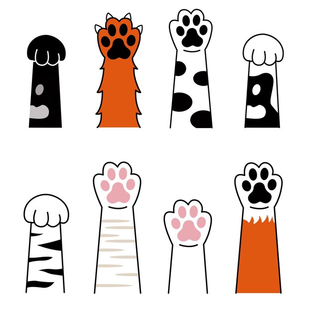 Las patas de gato son una ilustración vectorial divertida que se puede usar para diseñar y decorar varios proyectos relacionados con mascotas.