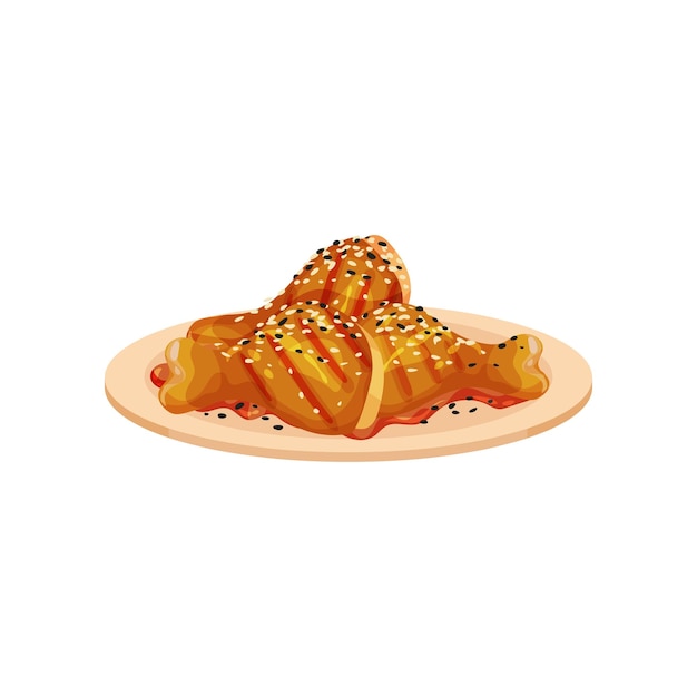Patas de pollo fritas servidas en un plato saboroso plato de aves de corral vector Ilustración aislada en un fondo blanco