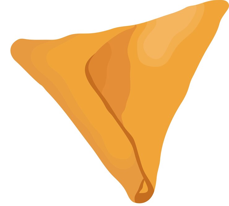 Vector patata crujiente, samosa, aperitivo, comida aislada sobre un fondo blanco