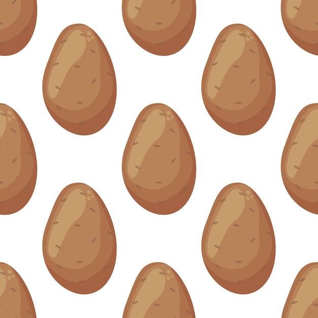 Patata de patrones sin fisuras Vegetales crudos Dibujo vectorial de garabato dibujado a mano Alimentos saludables