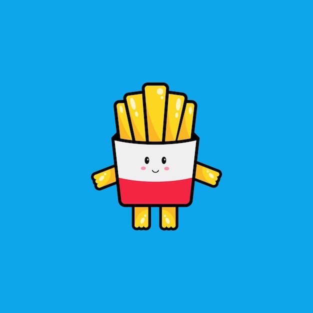 Vector las patatas fritas adorables, el logotipo vectorial, la mascota, la ilustración del personaje.