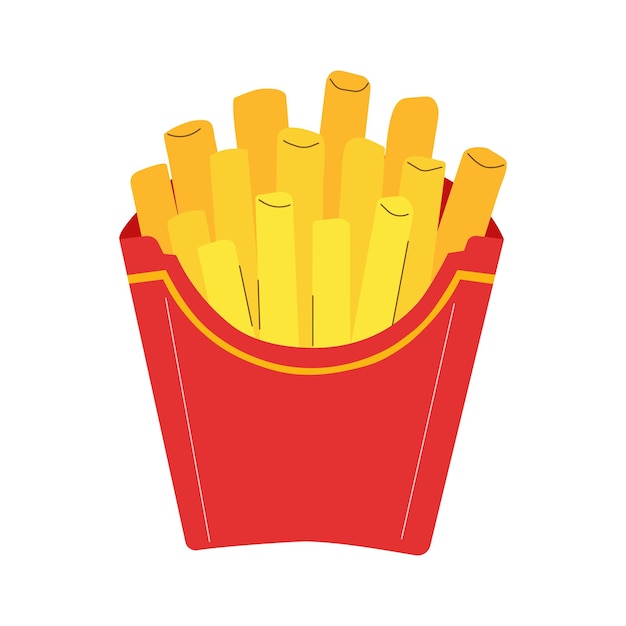 Patatas fritas aisladas de fondo blanco Ilustración vectorial de un elemento de diseño de concepto de comida rápida plana
