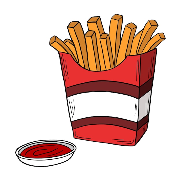 Patatas fritas en bolsa de papel comida rápida deliciosa comida con salsa de tomate comida americana para llevar
