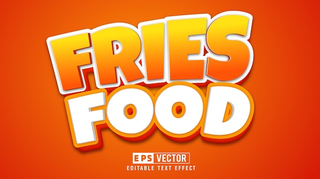 Vector patatas fritas comida 3d efecto de texto editable vector objeto inteligente