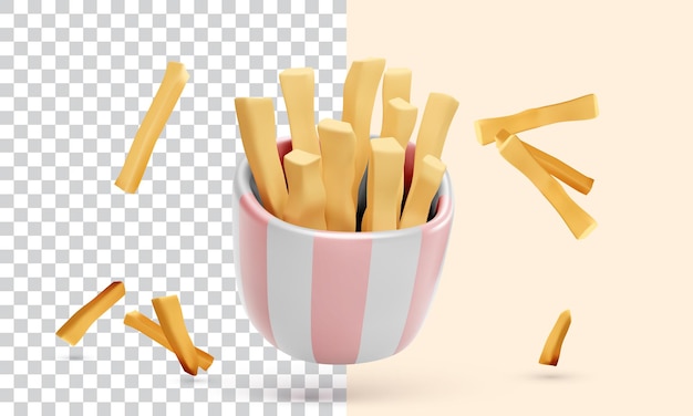 Patatas fritas en estilo realista aisladas sobre un fondo transparente Ilustración vectorial