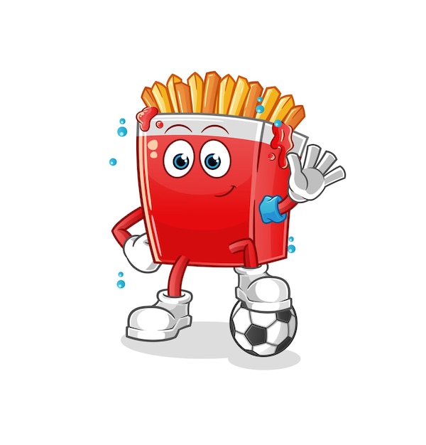 Patatas fritas jugando ilustración de fútbol. vector de caracteres