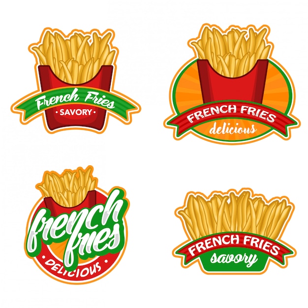 Vector patatas fritas logo stock vector conjunto