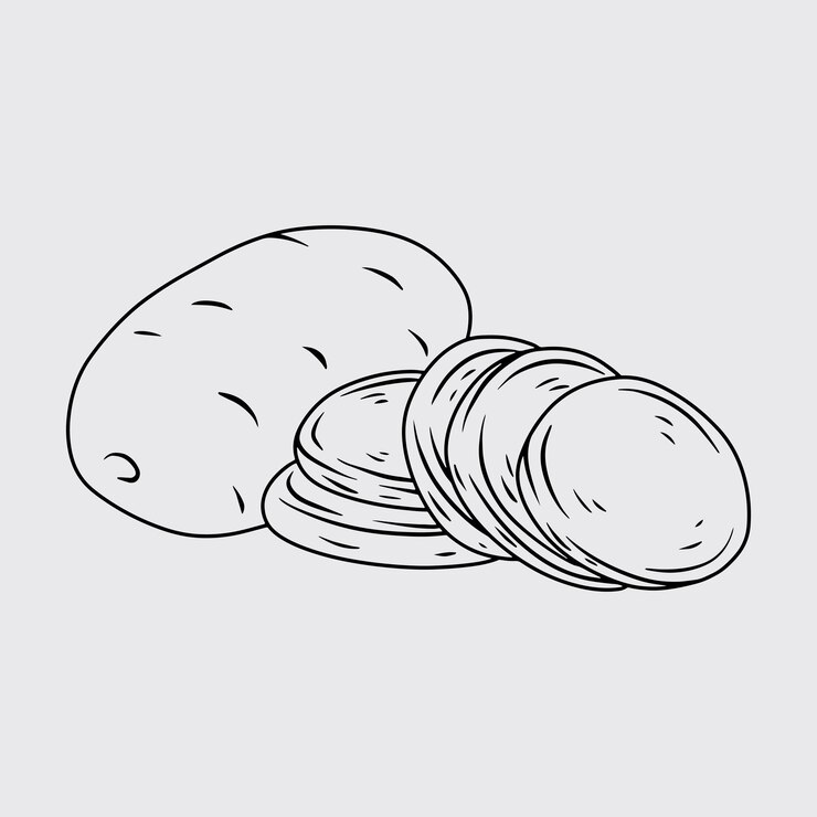 Vector patatas y patatas en rodajas