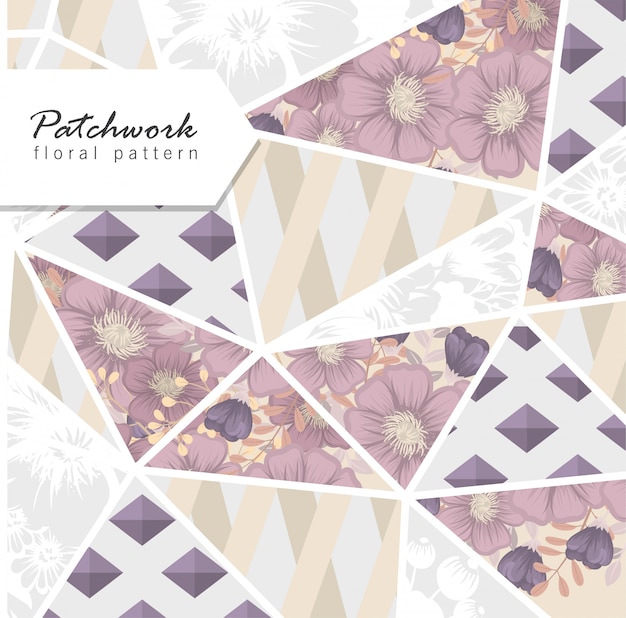 Patchwork abstracto con flores