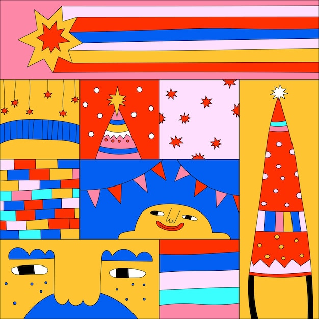Patchwork sin costuras patrón vibrante de Navidad