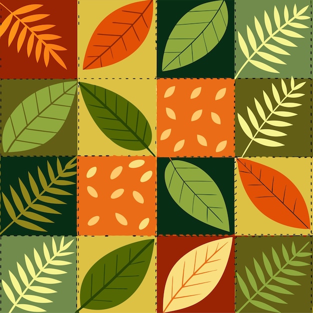 patchwork hojas patrón sin costuras arte vectorial e ilustración