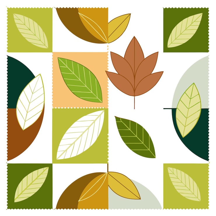 Vector patchwork hojas patrón sin costuras arte vectorial e ilustración