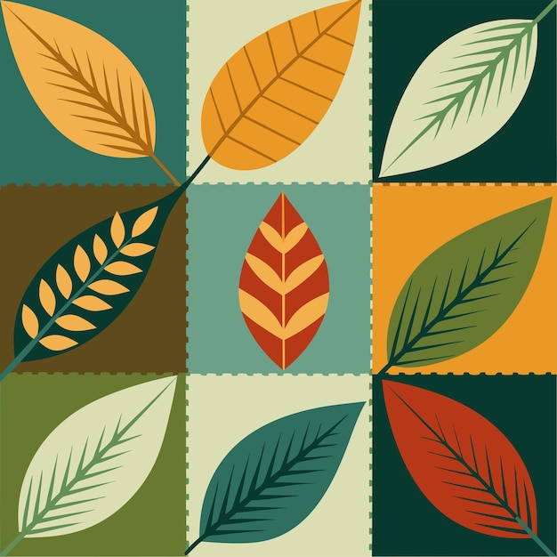 patchwork hojas patrón sin costuras arte vectorial e ilustración