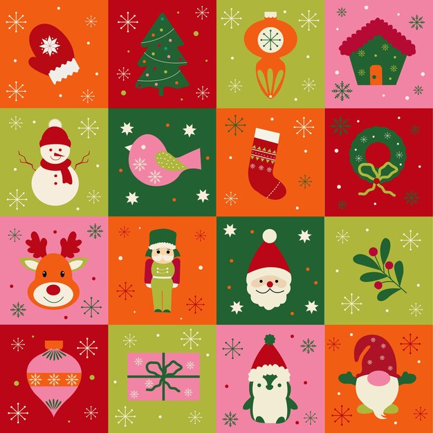 Patchwork de Navidad con patrón sin costuras