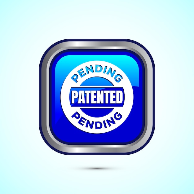 Patente pendiente diseño de icono ilustración patente pendiente logotipo insignia sello emblema diseño de botón cuadrado de color azul