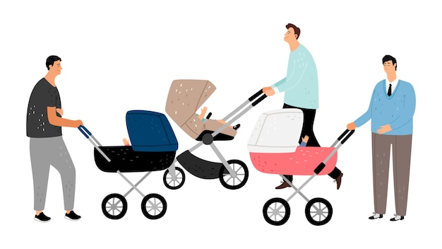 Paternidad feliz. Padres con cochecito de bebé.