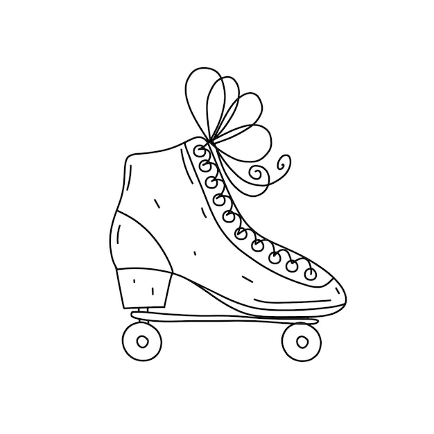 Patín en estilo de garabato dibujado a mano ilustración vectorial icono de patines de garabato