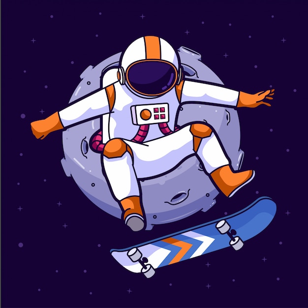 Patinadora astronauta en el espacio