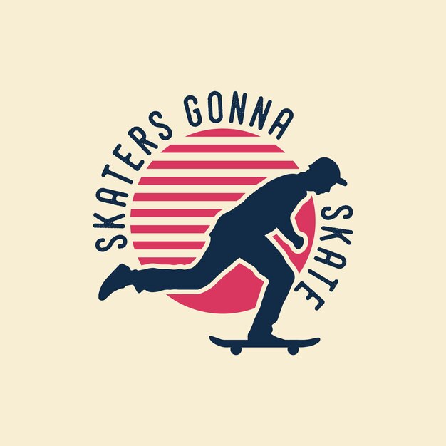 patinadores que van a patinar skate tipografía ilustración vintage diseño de camiseta