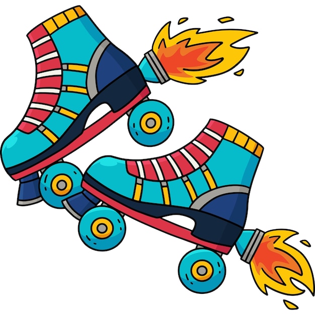 Patinaje con cohetes Clipart de colores de dibujos animados