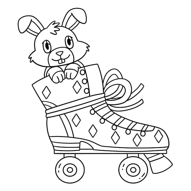 Patinaje con un conejo que se asoma aislado