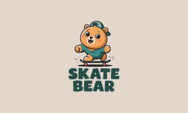 Patinaje de osos con el vector de texto Skate Bear