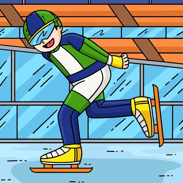 Patinaje de velocidad hombre sprinting manos detrás de color