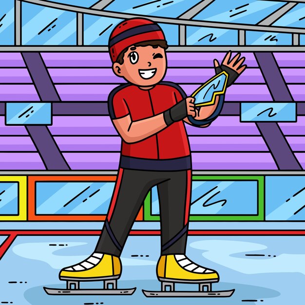 Patinaje de velocidad masculino con equipo de colores