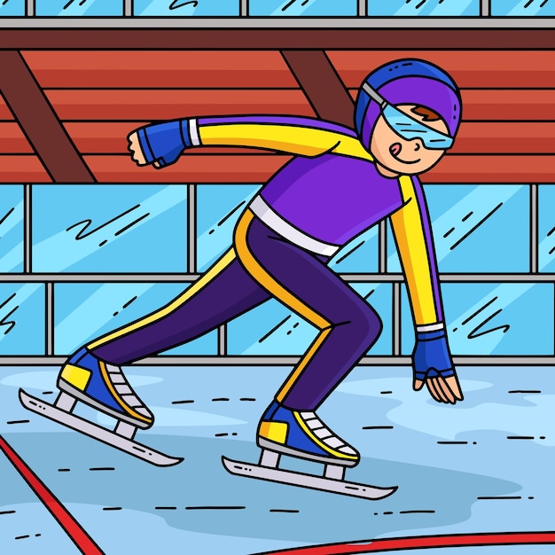 Patinaje de velocidad masculino con una mano en el suelo de color