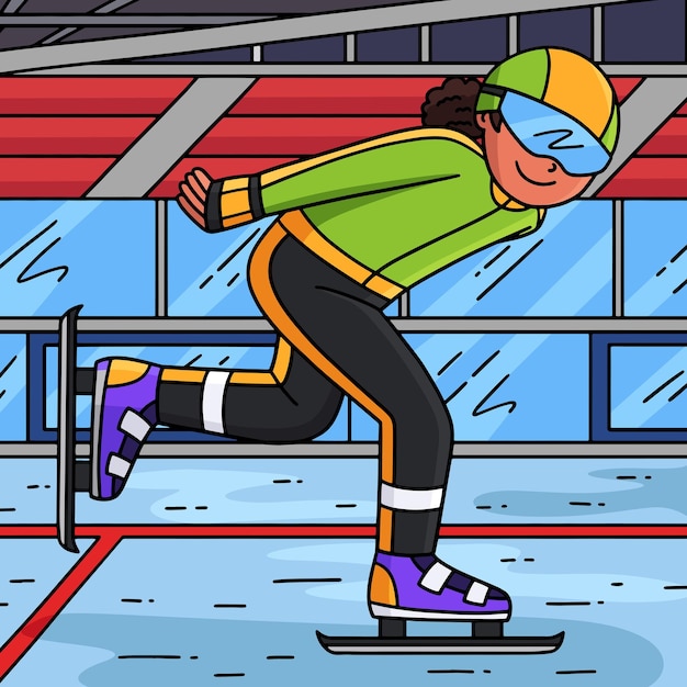 Patinaje de velocidad mujer con las manos detrás de color