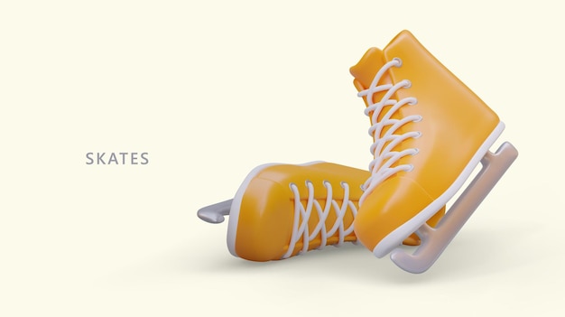 Patines 3D amarillos con cordones Zapatillas unisex para hockey sobre hielo Entretenimiento invernal