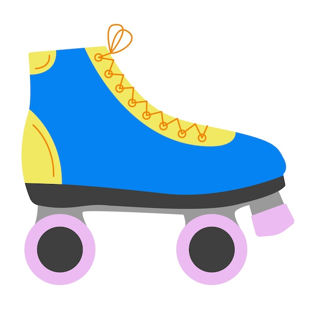 Patines. Atributo de los años 80, 90. Objeto nostálgico. estilo plano. ilustración vectorial