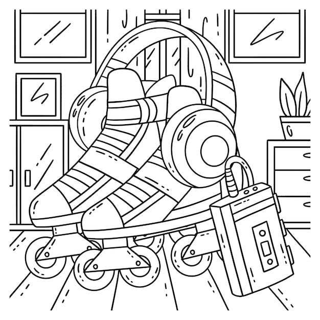 Patines y auriculares aislados