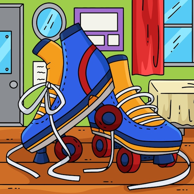 Patines con cordones sueltos dibujos animados de colores