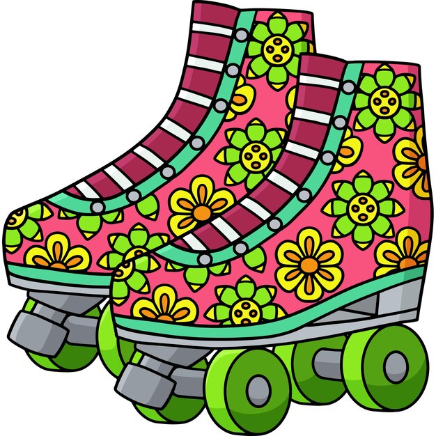 Patines con estampados de flores Clipart de dibujos animados