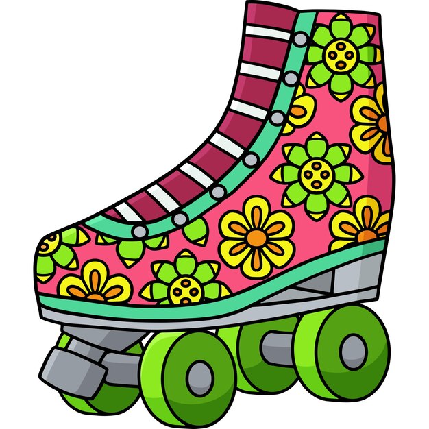 Patines con estampados de flores Clipart de dibujos animados