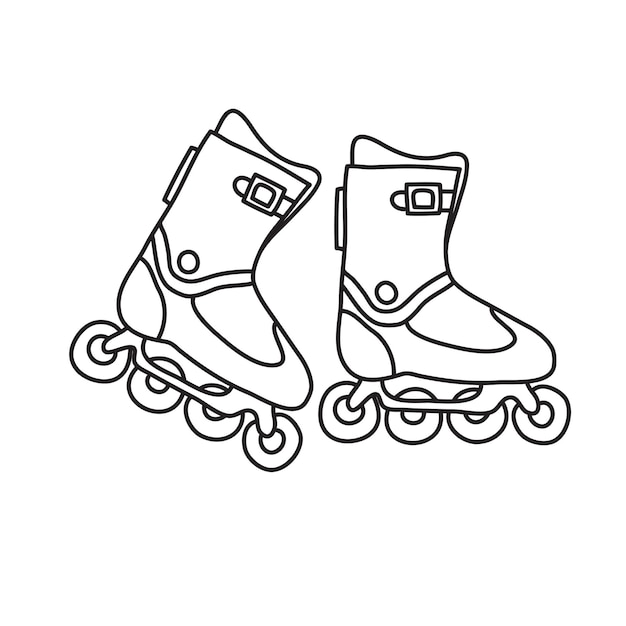Patines. Icono de línea dibujada a mano.
