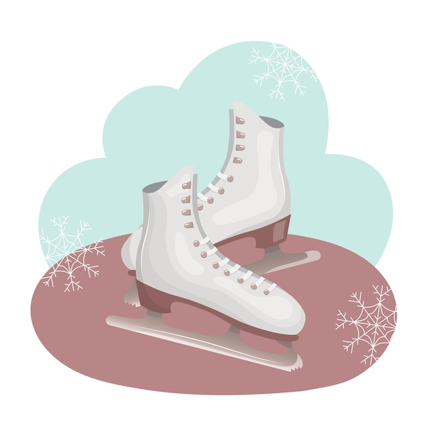 Patines de invierno con cordones Zapatos para deportes de invierno en hielo Ilustración vectorial Dibujos animados