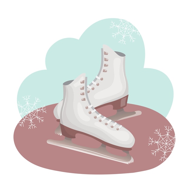 Patines de invierno con cordones zapatos para deportes de invierno en hielo ilustración vectorial dibujos animados