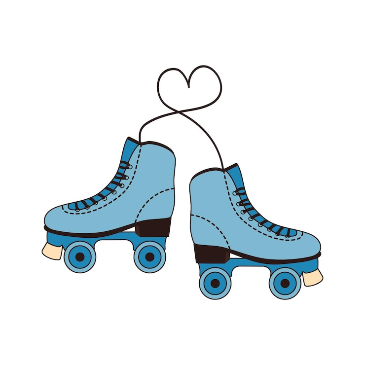 Vector patines vintage con corazón de cordones deporte y discoteca estilo de moda retro de los años 80