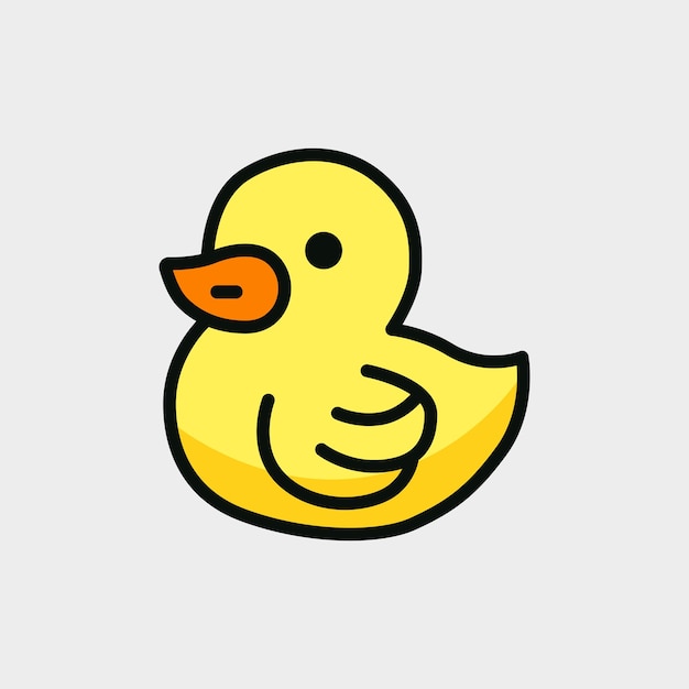 un pato amarillo con una cabeza amarilla y un contorno negro