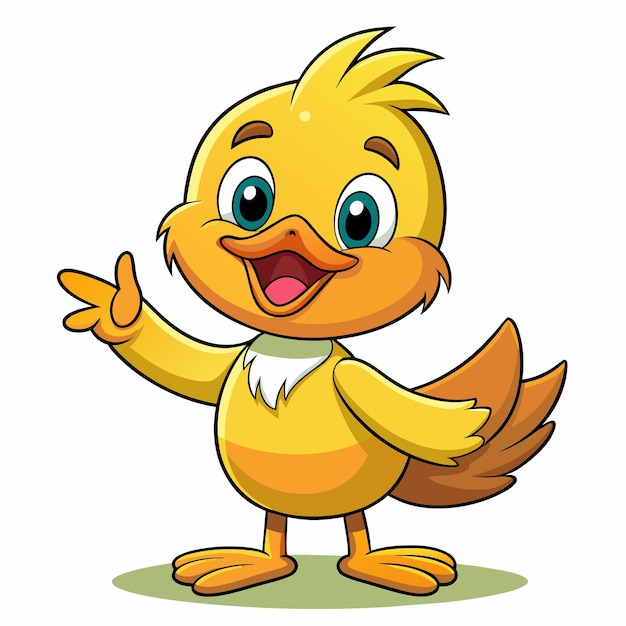un pato amarillo de dibujos animados con una camisa blanca que dice una cita en él