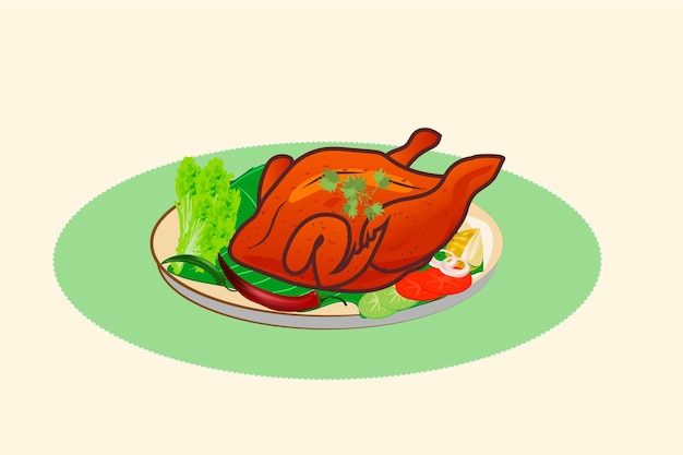 Pato asado con verduras en un plato