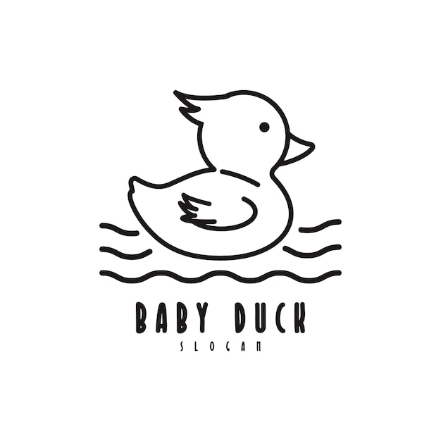 Pato de bebé lineal vintage con diseño de logotipo de agua