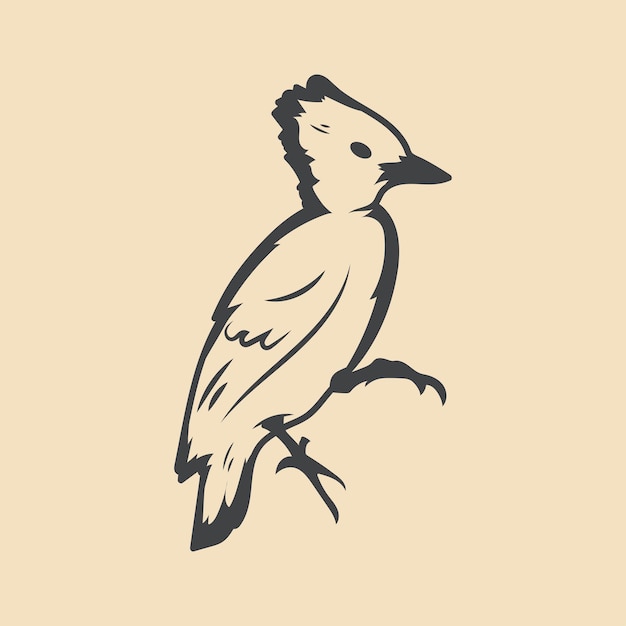 Pato carpintero retro Vector de pájaros Ilustración de acciones