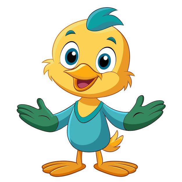 un pato de dibujos animados con una camisa azul que dice " pato "