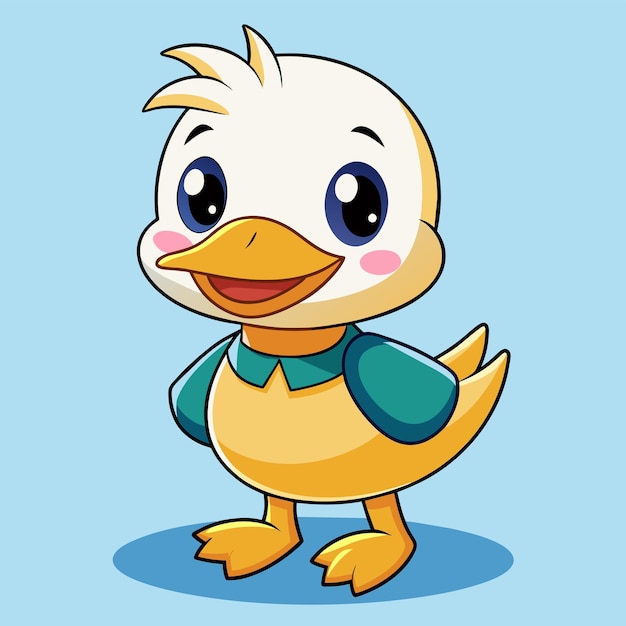 un pato de dibujos animados con una camisa que dice pato en él