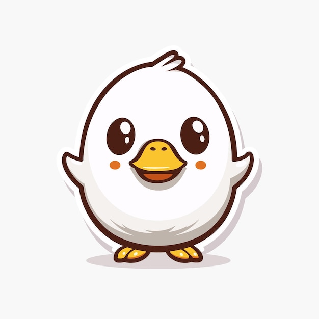 un pato de dibujos animados con ojos marrones y una nariz marrón kawaii